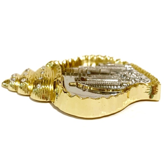 Rhinestone Dubai Metal Seashell  Magnet Gold Silver Fridge Landscape City Decor - Picture 5 of 6
